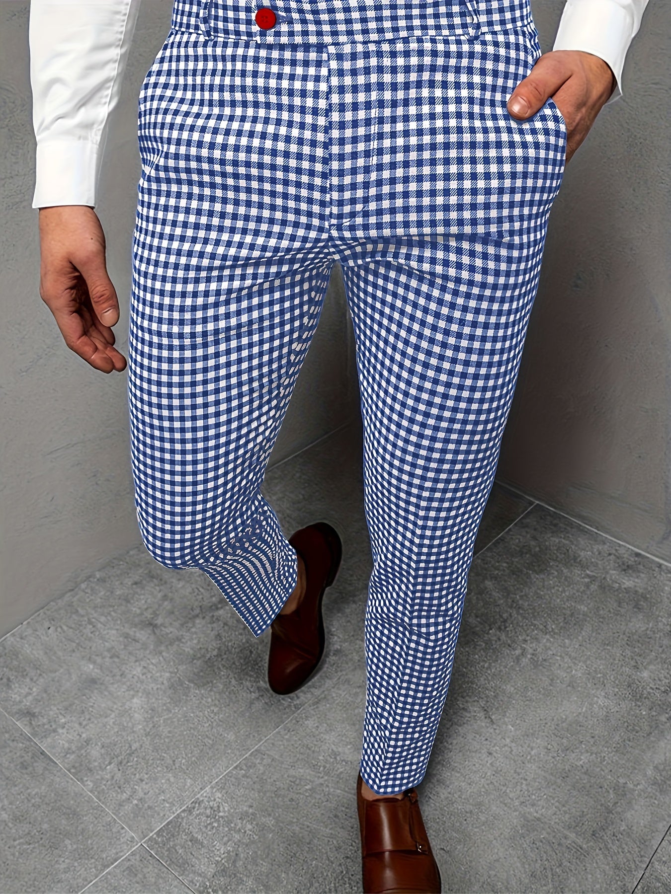Men's Plaid Casual Business Suit Pants