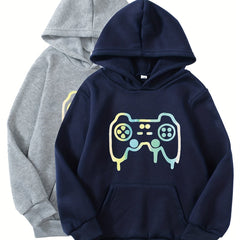 2pcs Gamepad Boys Hooded Sweatshirt Spring Fall Kids Hoodie Tops