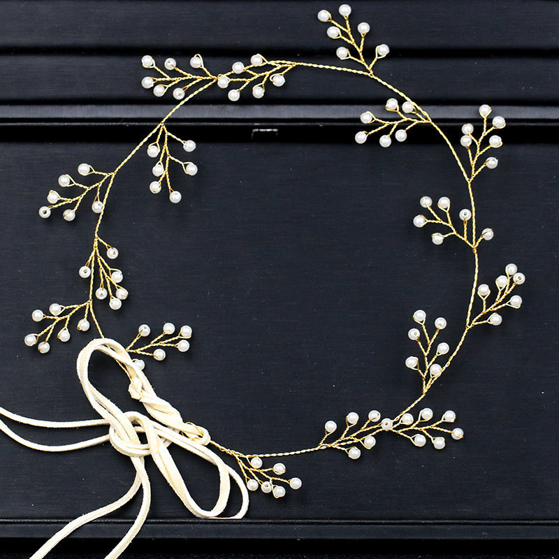Faux Pearl Bridal Headband Hair Vine Band For Women Bride Pearl Wedding