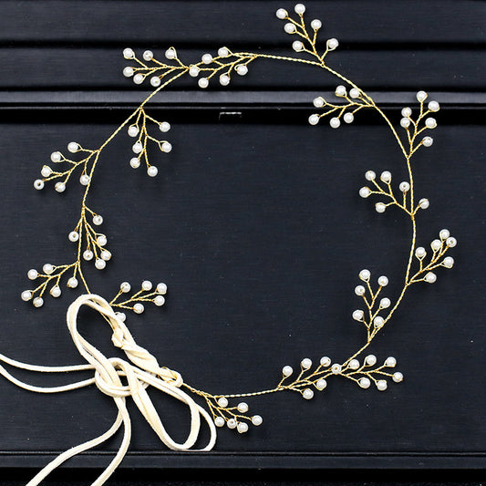 Faux Pearl Bridal Headband Hair Vine Band For Women Bride Pearl Wedding