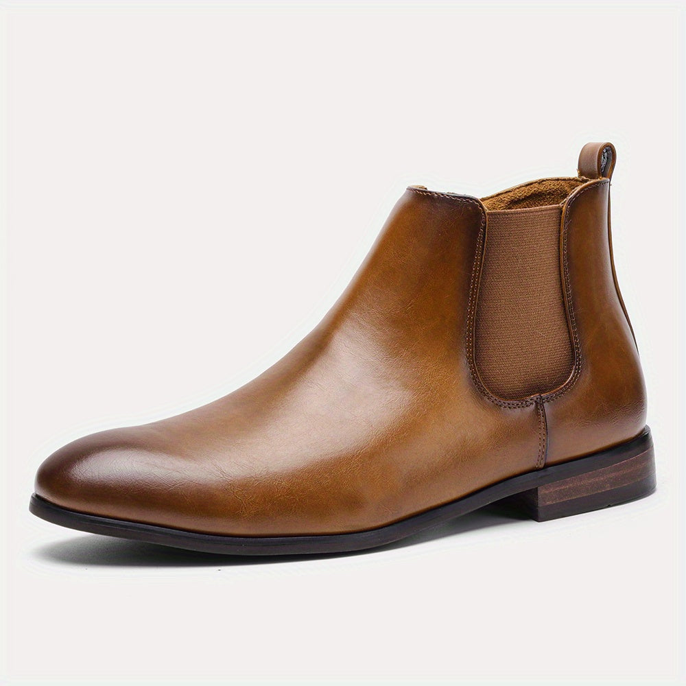 Men's Zipper Chelsea Boots Round Toe Ankle Boots