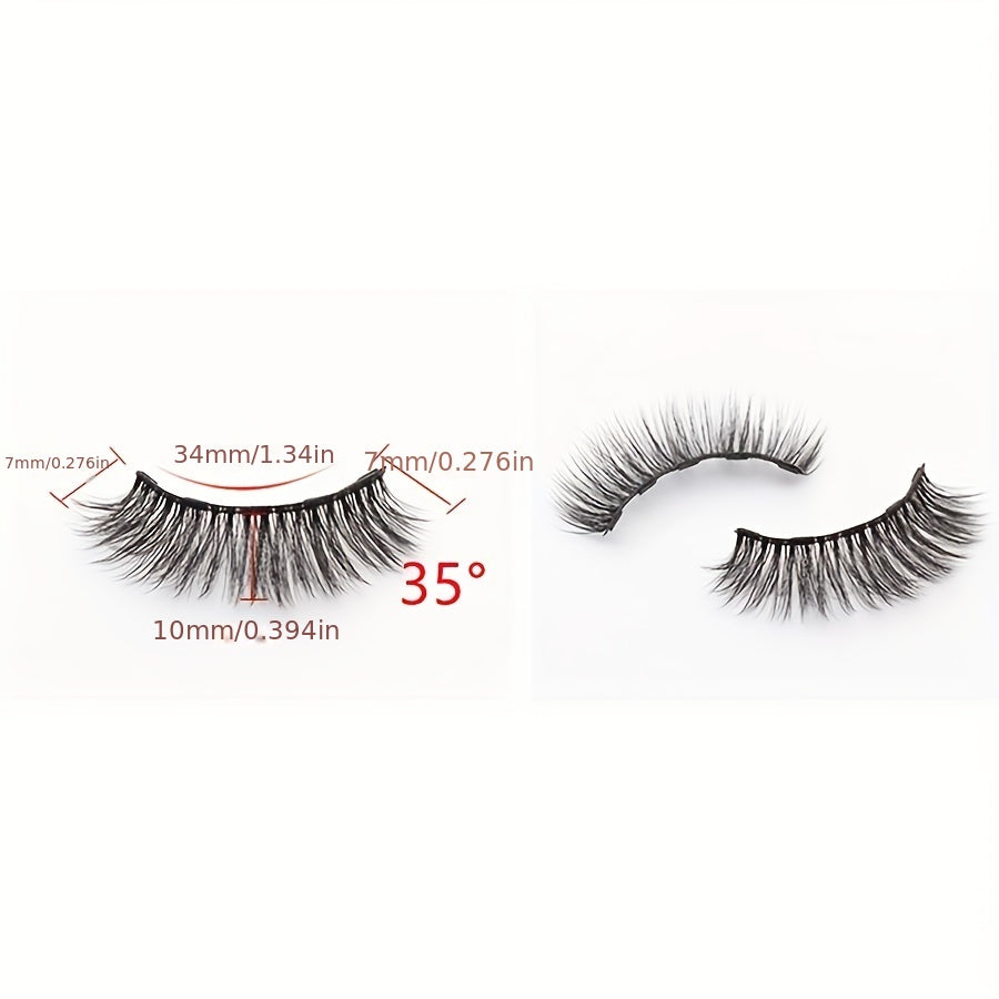 3 Pairs Magnetic Eyelashes 3D Mink Makeup Lashes Set Natural False Lashes