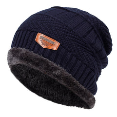 Men Triangle Pattern Knit Winter Thermal Cap