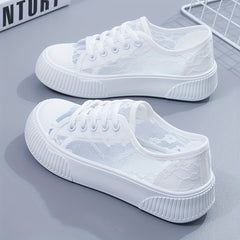 Breathable Mesh Flower Embroidery Shoes Casual Sneakers Women's Footwear