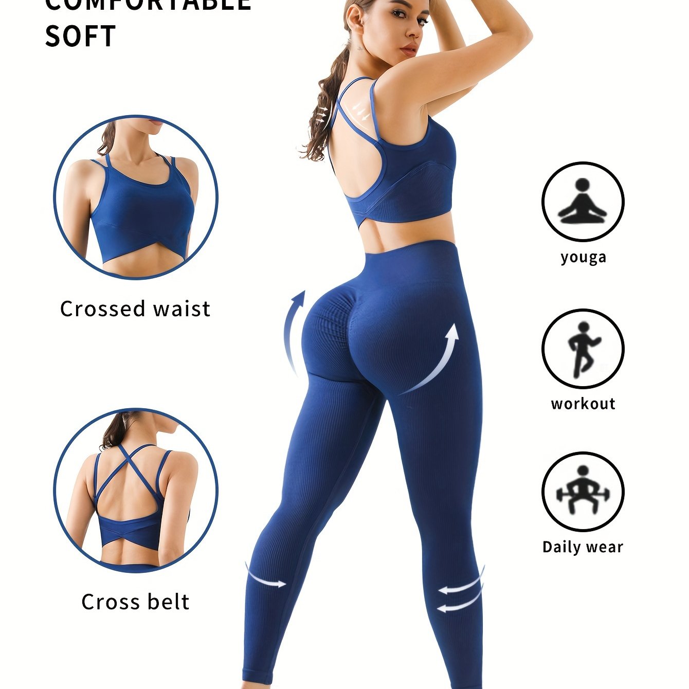 2pc Backless Sports Bra & Wide Waistband Leggings Set