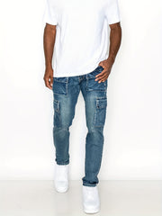 Men's Distressed Denim Pants Tapered Fit