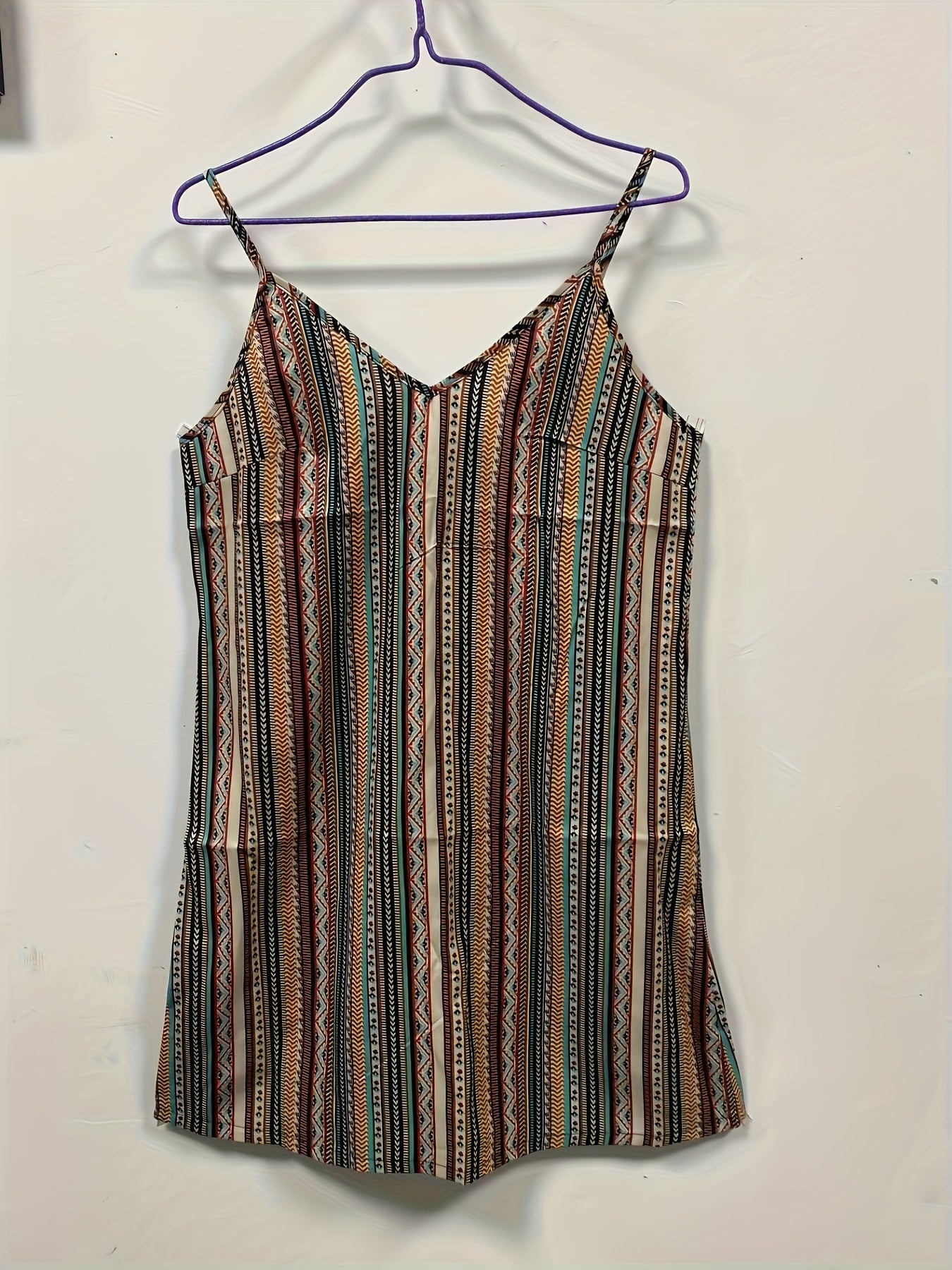 Tribal Stripe Print Spaghetti Strap Dress