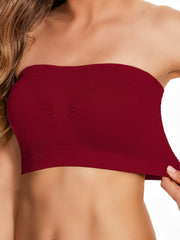3 Pack Plus Size Tube Bra Set Solid Ruched Bandeau Three Piece Set