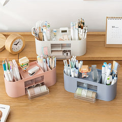 Transparent Desktop Pen Holder with Drawer