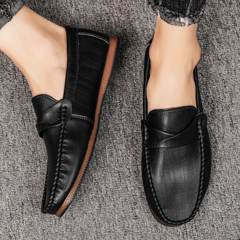 Men's Casual Slip On Loafer Shoes with Strap Decor