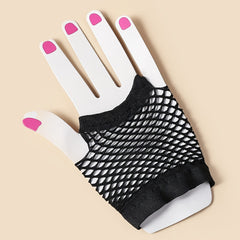 Fishnet Fingerless Wrist Gloves Solid Mesh Party Accessory