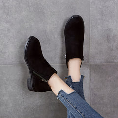 Women's Chunky Heeled Side Zip Ankle Boots