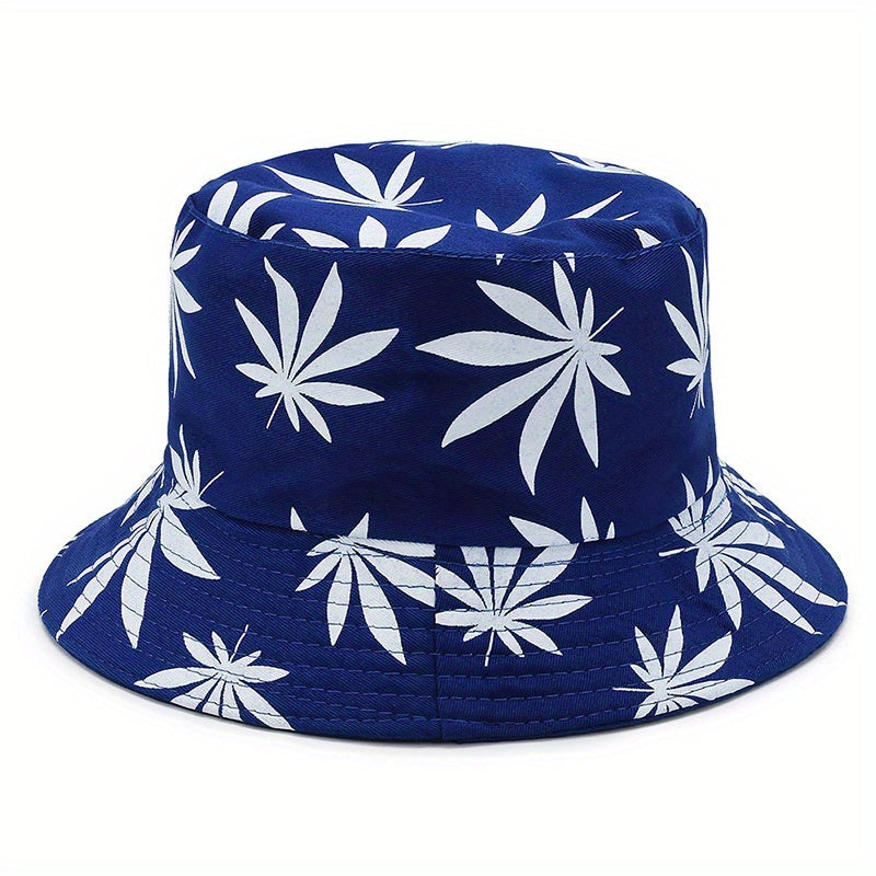 Men's Leaves Print Bucket Cap Outdoor Fisherman Sun Hat