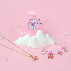 3pcs Girls' Quartz Watch Bracelet Set and Sweet Style from Europe and America