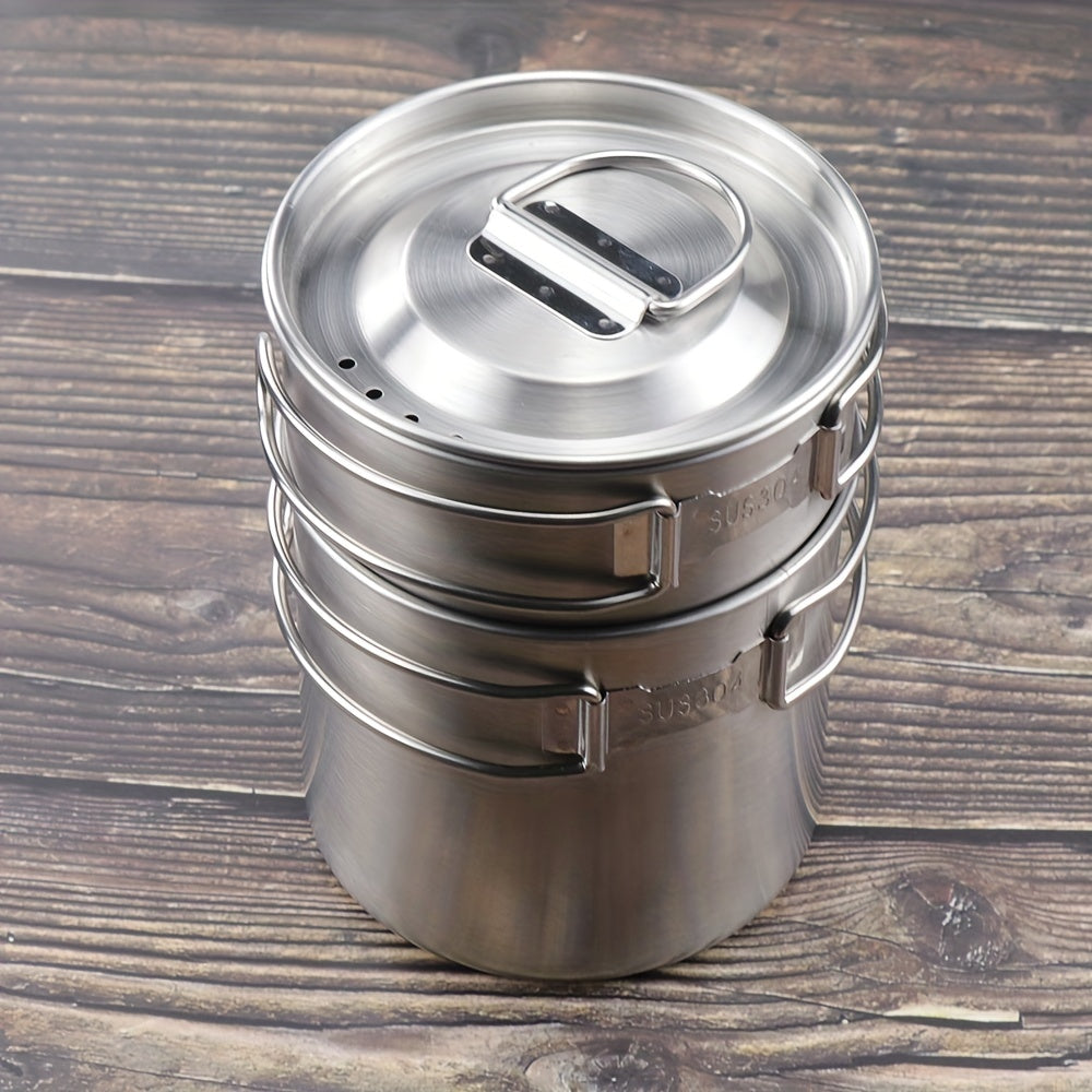 Stainless Steel Water Cup Folding Handle Coffee Mug Outdoor Camping Cookware Pot