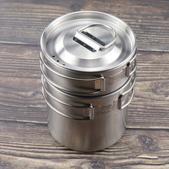 Stainless Steel Water Cup Folding Handle Coffee Mug Outdoor Camping Cookware Pot