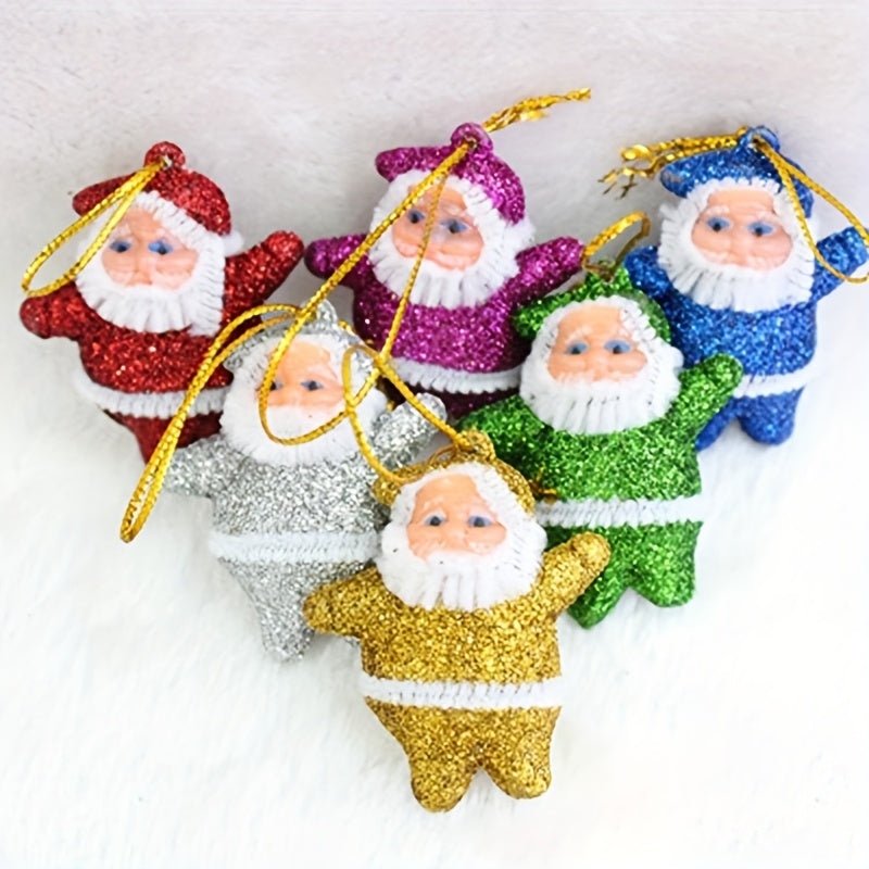 6pcs Golden Santa Claus Christmas Tree Decoration Small Pendant