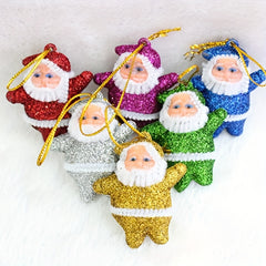 6pcs Golden Santa Claus Christmas Tree Decoration Small Pendant