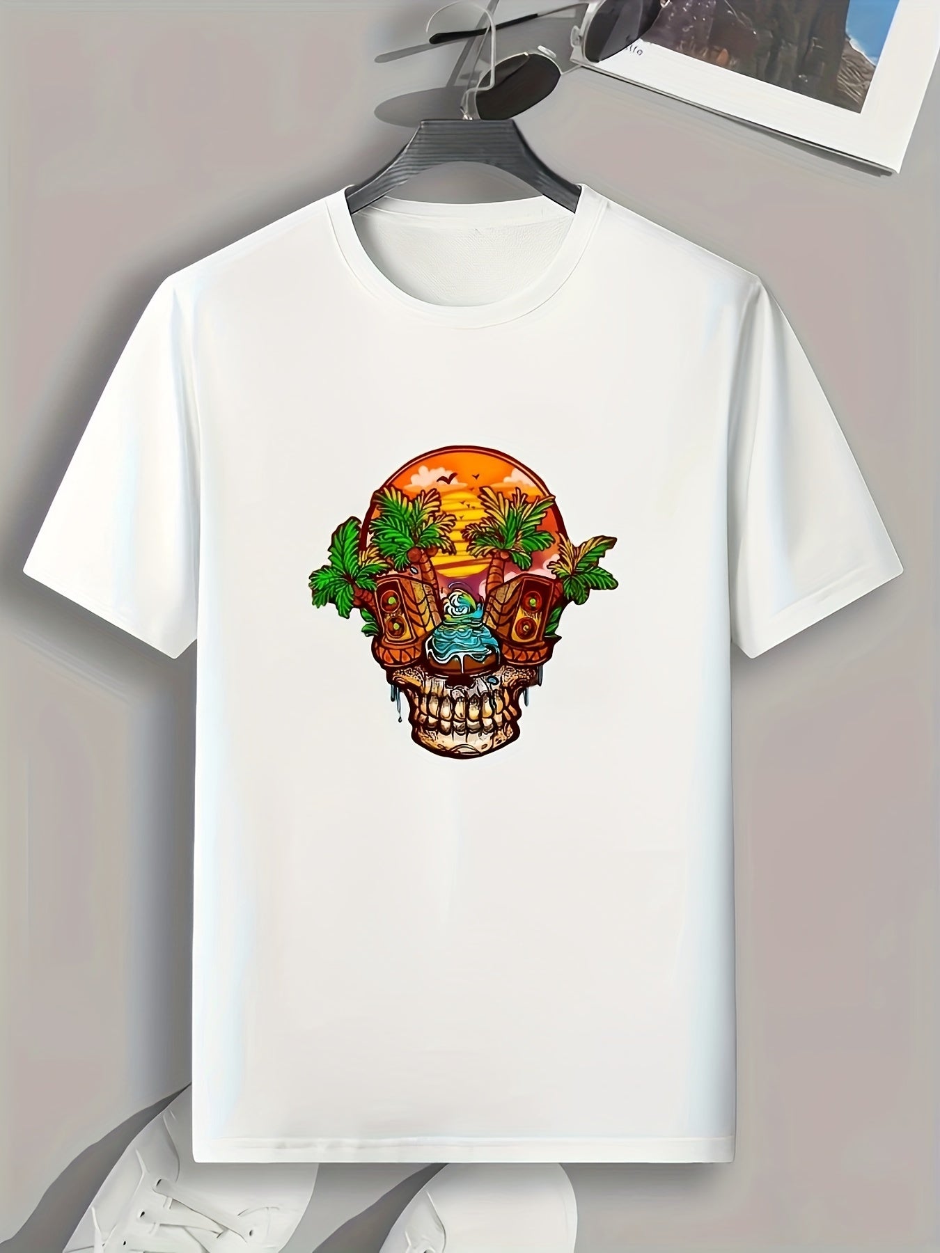Creative Skull Print Men's Graphic T-shirt for Summer