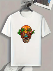 Creative Skull Print Men's Graphic T-shirt for Summer