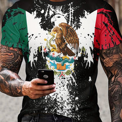 Eagle & Snake Print Men's Long Sleeve Novelty T-shirt for Autumn