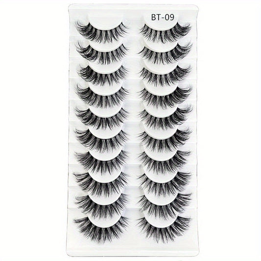 10 Pairs Natural Cross Volume False Eyelashes D Curling