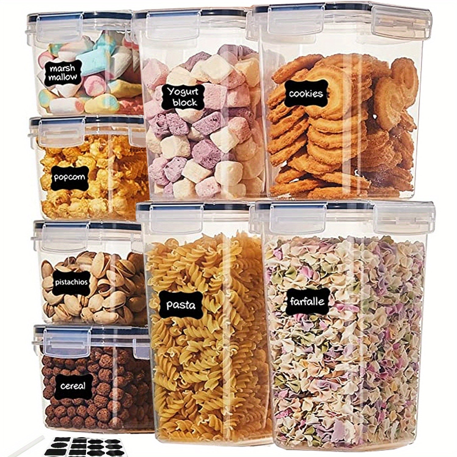 8pc Airtight Food Storage Containers with Lids for Flour Sugar Cereal