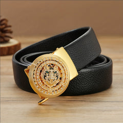 Rose Golden Tiger Head Auto Buckle Belt