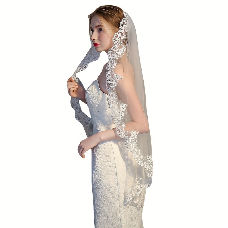 Lace Head Veil With Comb Ivory Veil Wedding Hair Accessories