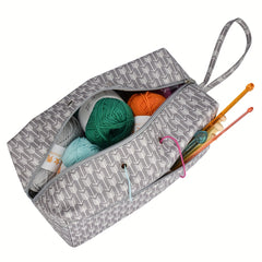 Yarn Storage Bag Crochet Organizer Bag With Dividers Gray