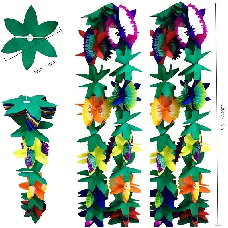 Colorful Paper Hibiscus Wreath For Hawaiian Parties