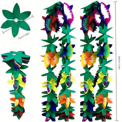 Colorful Paper Hibiscus Wreath For Hawaiian Parties