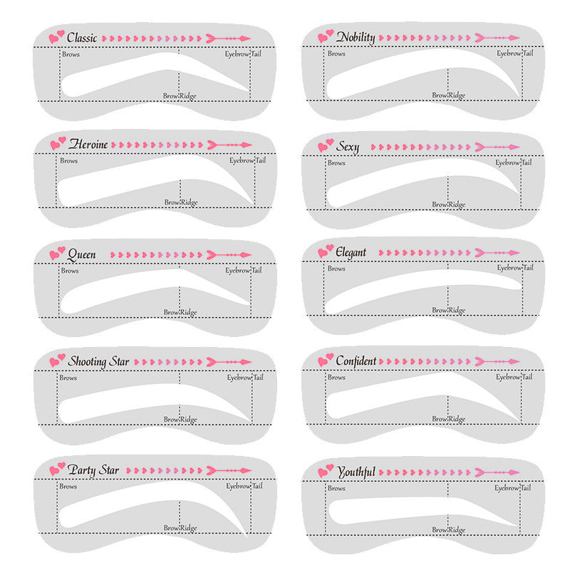 10Pcs Eyebrow Stencils Kit Professional Portable Shaping Stencils