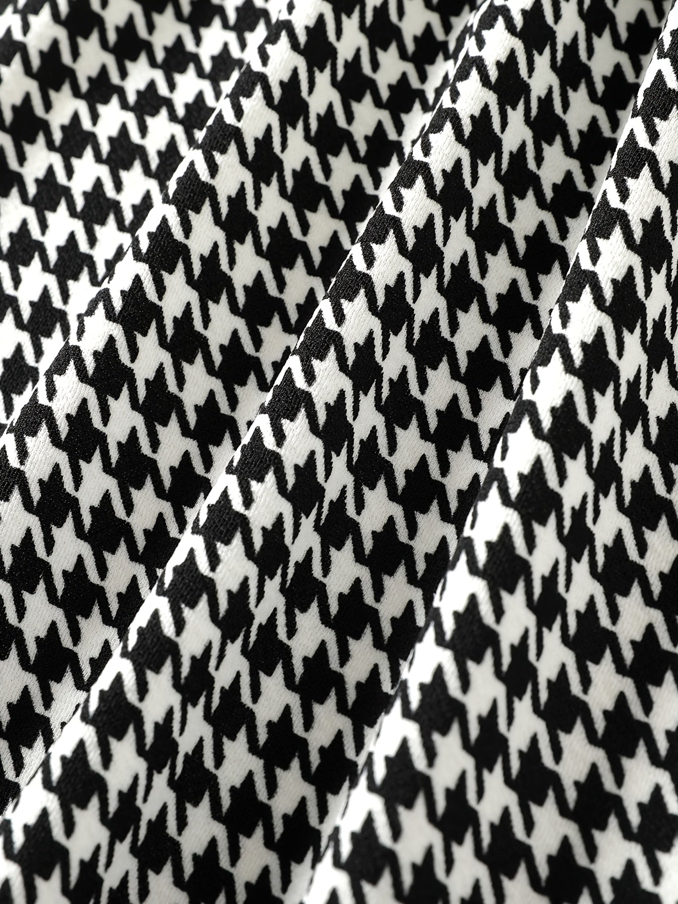 Kid Girl Cable Knit Houndstooth Long Sleeve Dress