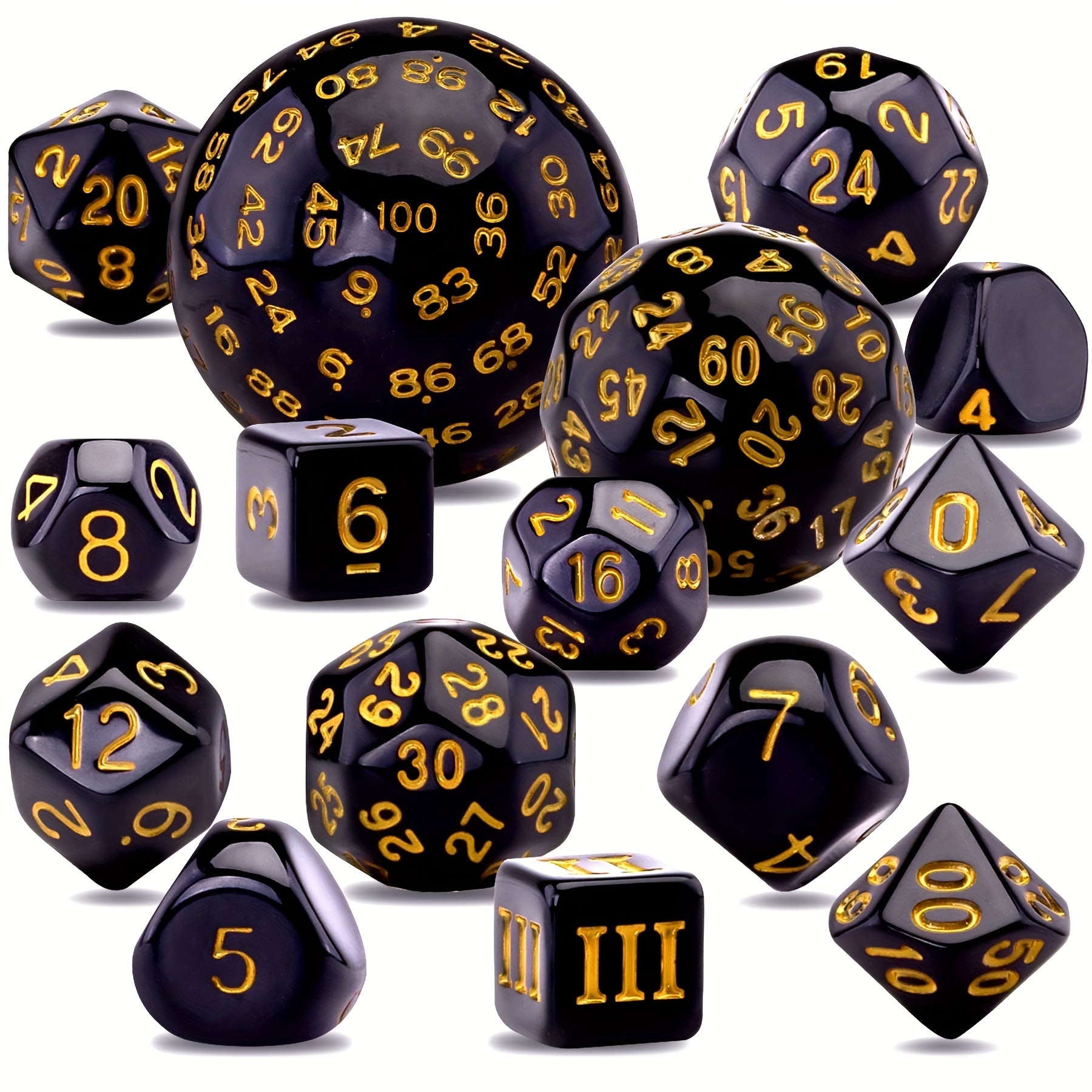 15pcs Polyhedral Dice Set With Flannelette Drawstring Storage Bag