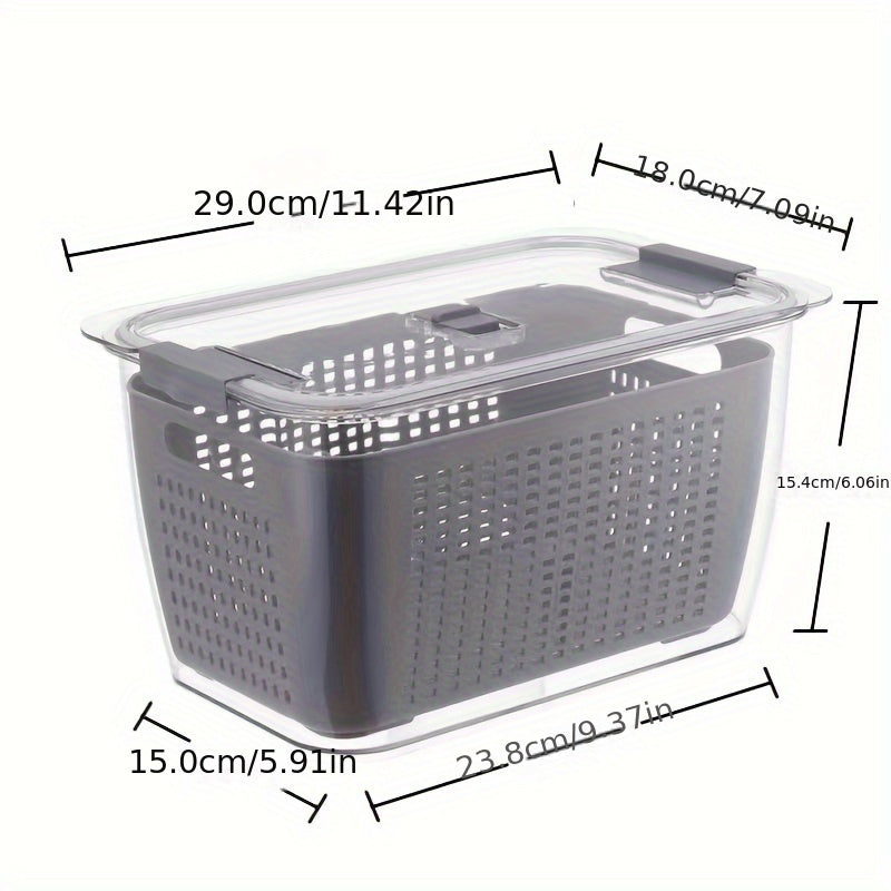 Double Layer Draining Basket Refrigerator Vegetable Storage Box