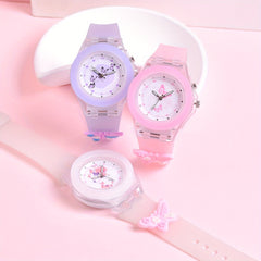 3pcs Girls Butterfly & Animal Print Watches with Glow in the Dark Dials