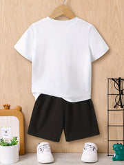 Boys Tiger Graphic Casual Outfit Round Neck T shirt & Shorts