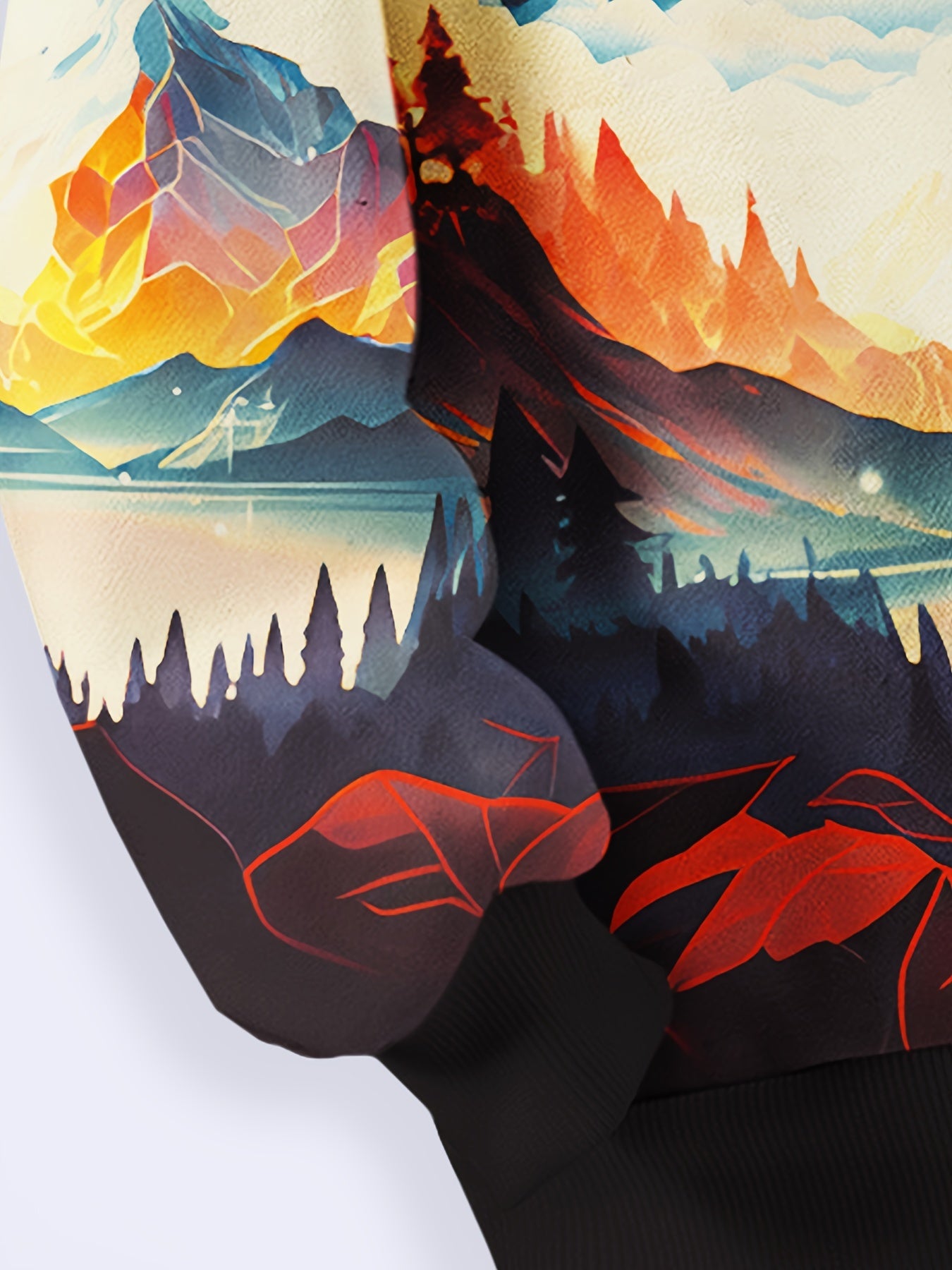 Dreamy Diamond Mountain In The Clouds Pattern Long Sleeve Crew Neck Sweatshirt