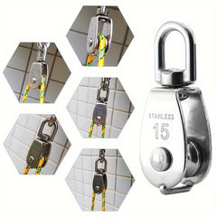 2pcs M15 M25 Steel Wire Rope Pulley Block Hook Single Pulley