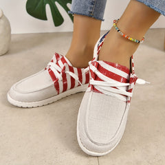 Women's Boat Shoes Star & Stripe Pattern Slip On/Lace Up