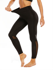 High Waist Yoga Pants Stretchy Leggings with Contrast Mesh