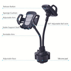 Universal Magnetic Car Cup Holder for 2 Phones 360° Rotation