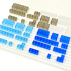 MOC Transparent Building Blocks Clear 1x1 1x2 2x2 2x4 Concave Parts