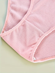 3 Pack Plus Size Panties Set Women's Plus Ribbed Knit Briefs