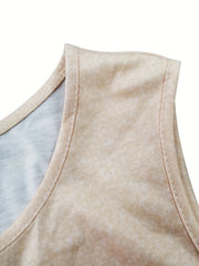Highland Cattle & Letter Print Tank Top Women's Sleeveless Summer Casual Top