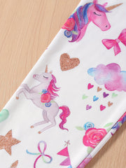 Girls' Unicorn & Stretchy Athletic Leggings Kids Elastic Waist Ankle Pants