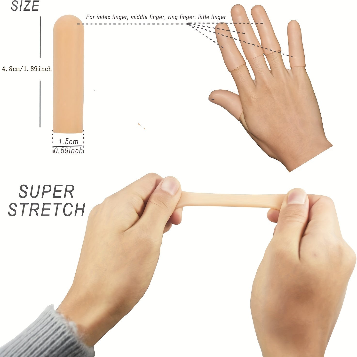 10pcs Reusable Silicone Finger Cots for Dry Skin & Cracked Knitting Cuts