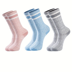 Striped Crew Socks Comfy & Breathable Women's Stockings