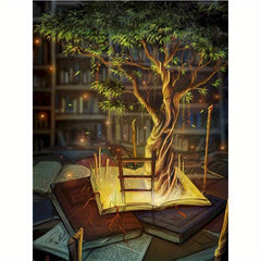 DIY Painting By Numbers Kits Canvas Arts Crafts Home Decor Book Tree 40x50cm